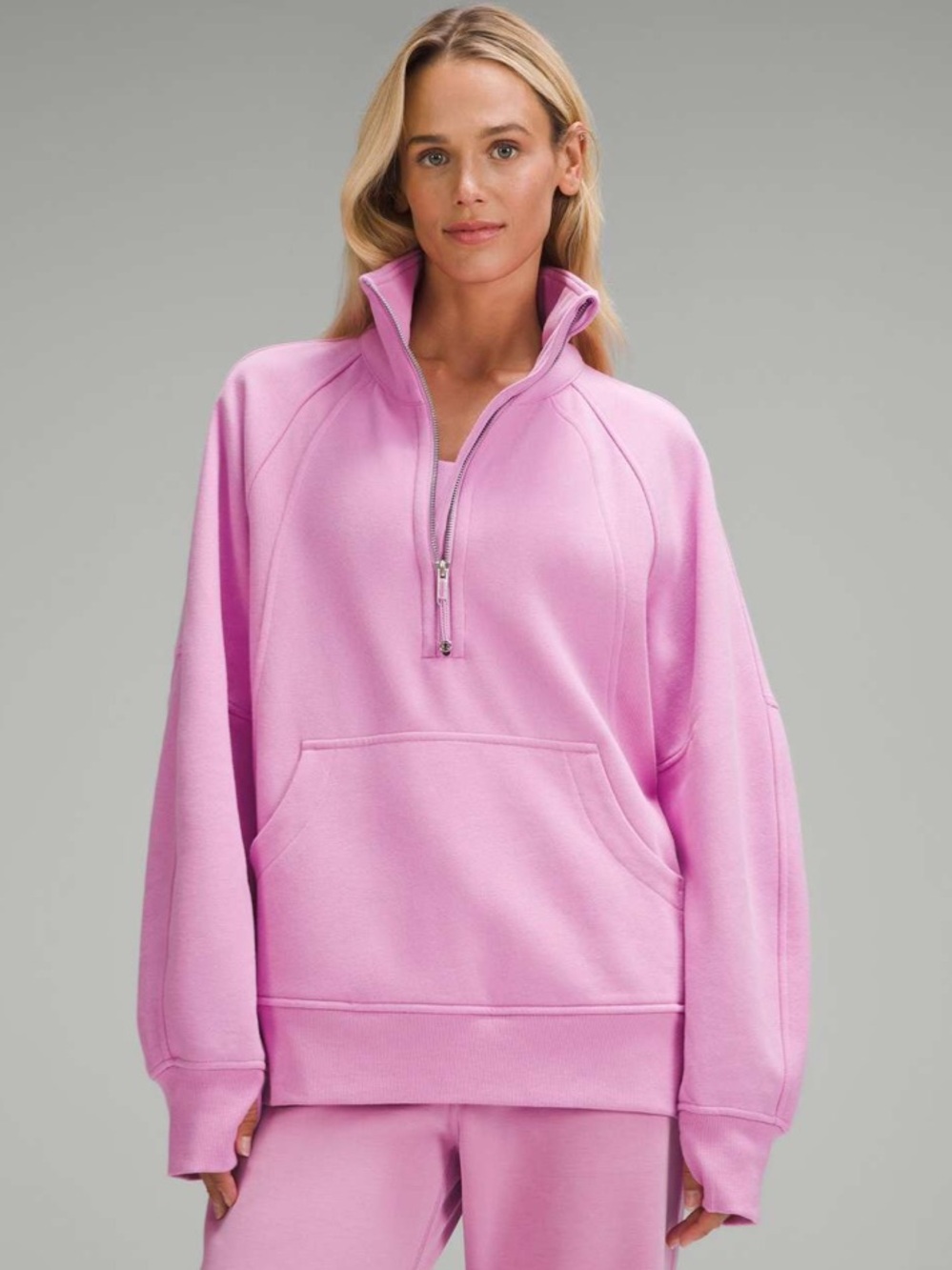 GUC Lululemon Scuba Oversized Funnel-Neck Half Zip *Long Dahlia Mauve. Size XS/S